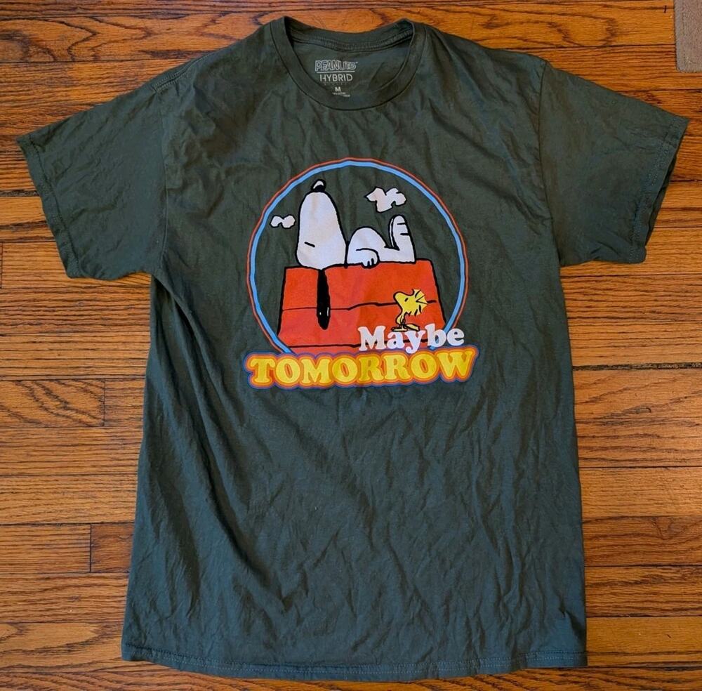 Snoopy Peanuts T Shirt Adult Men's Medium Olive Green